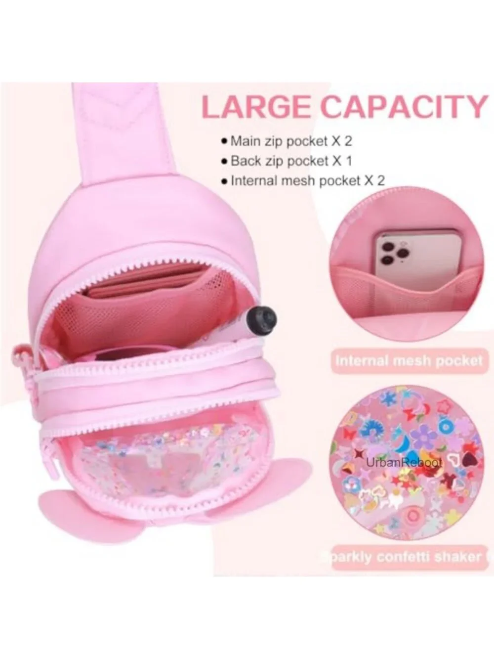 Girls Initial Sling Bag Crossbody Purse Adjustable Strap Mini Fanny Pack
